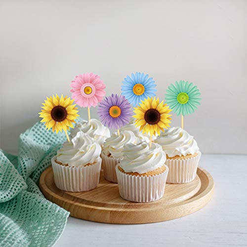Cc Home Flower Party Decoration,25Ct Flower Cupcake Toppers For Girl,Boys Baby Shower,Birthday Pary #TOP7