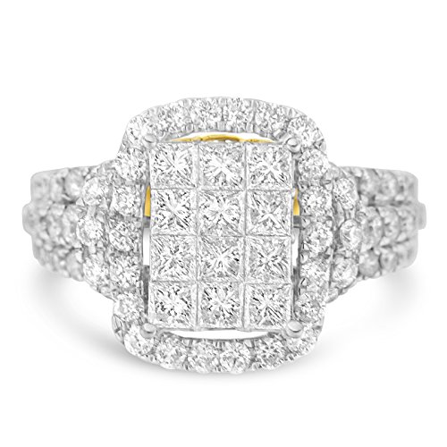 Original Classics 14K Yellow Gold Princess and Round Diamond Composite Ring (2.35 cttw, H-I Color, I1-I2 Clarity), Size 7