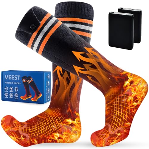 Heated Socks for Men Women, 5000mAh Upgrade Rechargeable Electric Battery Heating Socks with 4 Settings, Foot Warmer Washable for Hunting Camping Skiing Sports Outdoor Work