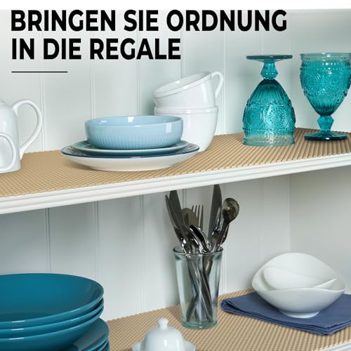 DIY Doctor Anti-Rutsch Unterlagenrollen (2er Pack) – 190 x 30cm – Rutschfestes Gummi-Material für Teppiche, Läufer & Laminatböden – Schubladeneinlage – Karamell