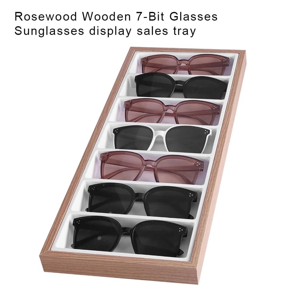Brillenständer 7 Gitter Brillenablage Sonnenbrillen Halskette Rack Organizer Ständer Halter Aufbewahrungsbox for Verkaufstheke Sonnenbrillenhalter(Weiß)