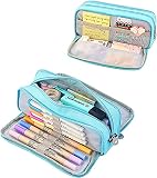 Estuche con 3 compartimentos para lápices de gran capacidad, bolsa de papelería para niños y niñas