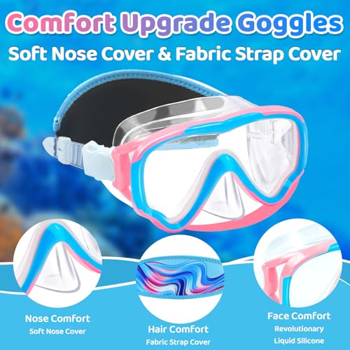 image for Vvinca Kids Swim Goggles with Nose Cover, Fabric Strap Swimming Goggle