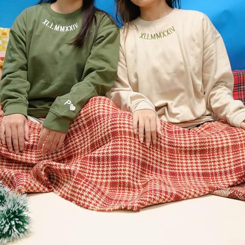 Custom Embroidered Roman Numeral Sweatshirts for Couples, Personalized Wedding or Anniversary Date, His and Hers Matching Crewneck, Custom Initials, Valentine's Day Gift, Christmas3