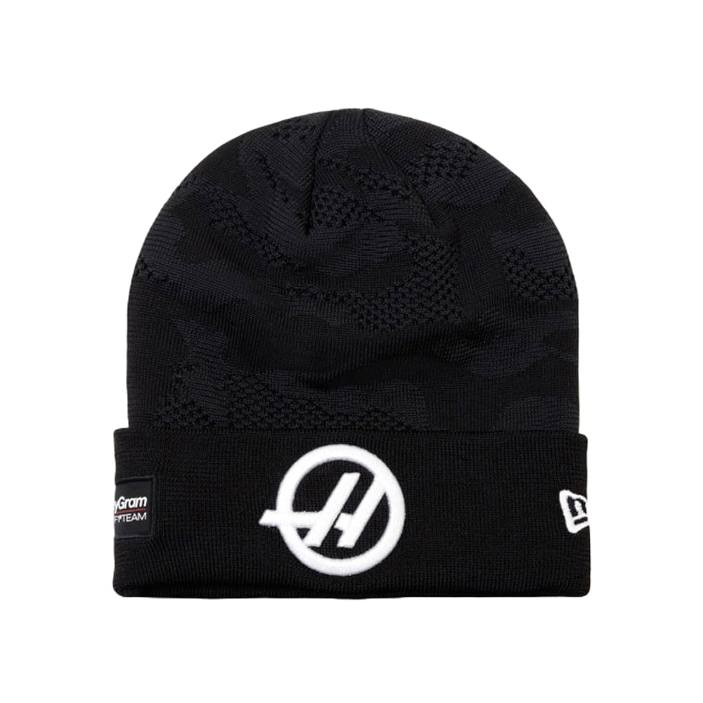 New Era Haas F1 Team Black Camo Cuff Beanie Hat, 2025 Collection