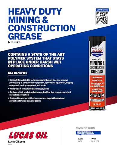 Lucas Oil H/D Minng & Construction Grease/30x1/14.0 OZ Cartridge