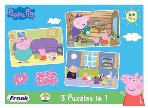 Image of Frank Peppa Pig (26 Pieces) 3 in 1 Jigsaw Puzzle for Kids Above 4+ Years - Fun & Challenging Brain Booster Games - for Focus and Memory - Encourages Creative Thinking - 60404