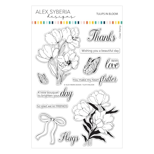 Ensemble de tampons tulipes en fleurs pour scrapbooking et bullet journal