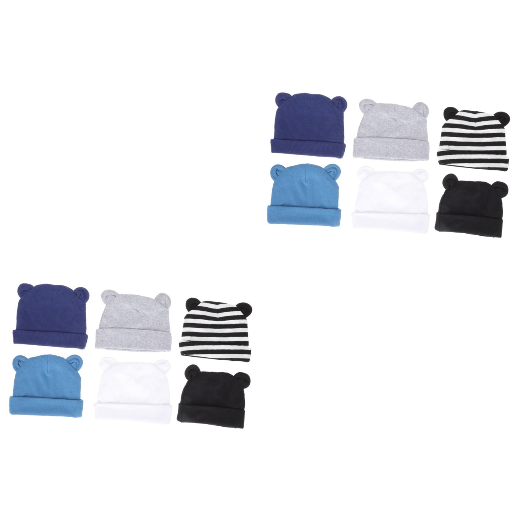 FRCOLOR 2 Sätze Baumwollmützen Mit Lustigen Bärenohren Für Neugeborene Bequeme Atmungsaktive Caps Für Junge Mädchen Von Jahr Streifen 6 Stück * 2