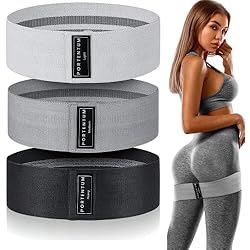 PORTENTUM Cintas elasticas musculacion, Set de 3 Bandas elasticas Fitness Antideslizantes de Tela. 3 Niveles de Resistencia para Crossfit, Yoga, Glúteos y Otros Deportes y Bolsa de Almacenamiento