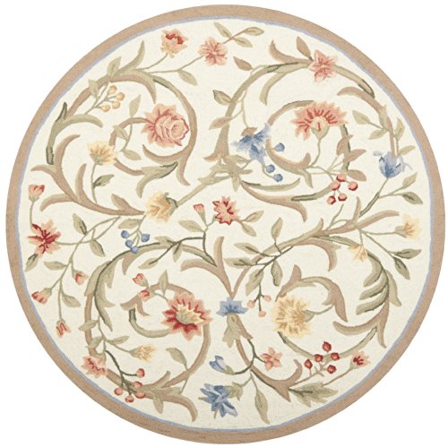 Safavieh Chelsea Collection Area Rug - 4' Round, Ivory, Hand-Hooked French Country Wool, Ideal For High Traffic Areas In Living Room, Bedroom (Hk248A) #TOP1