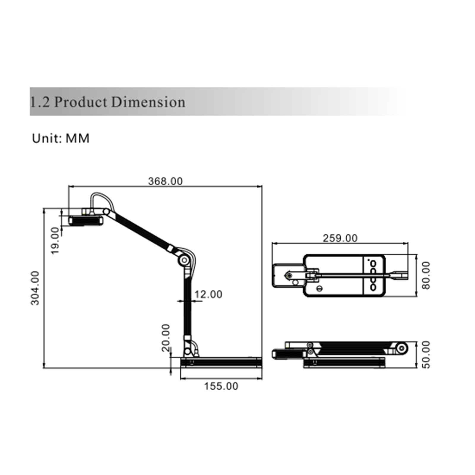 Escáner de libros inteligente, escáner de documentos portátil, visualizador de cámara de documentos for aula Digital con puerto USB HD