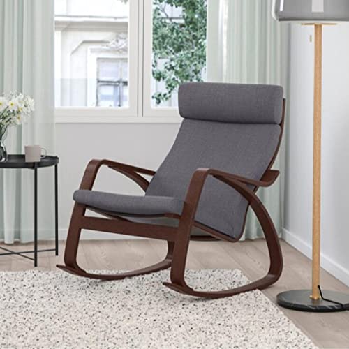 Waeyz Indoor Rocking Chair, Modern Rocking, Metal Frame, Mid Century Armchair, Fabric Upholstered Recliner, Multi-Color Options, For Living Room, Bedroom (Color : Yellow+Black, Size : 94 * 68 * 95Cm) #TOP3