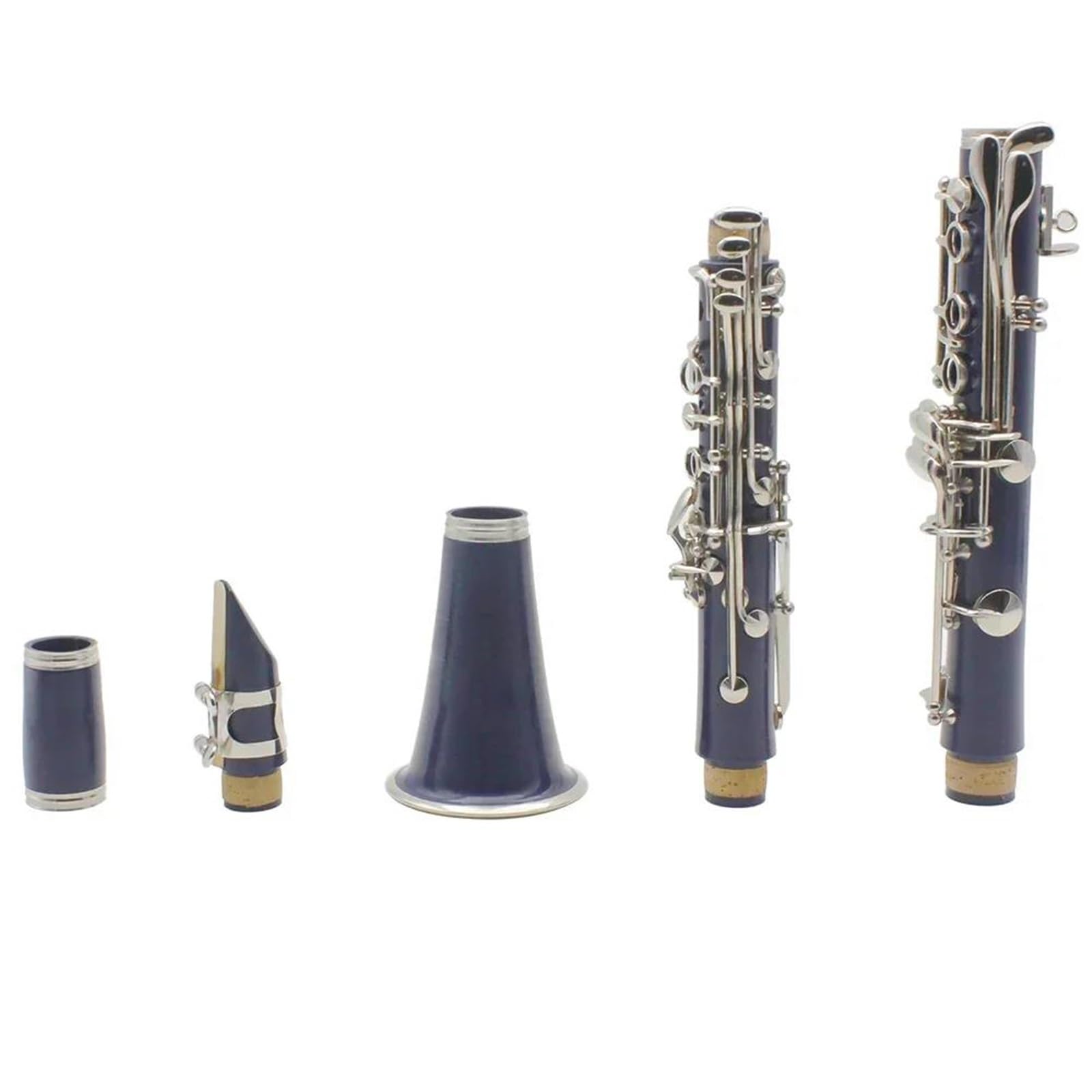 Clarinete De Resina ABS 17 Teclas Si Bemol (Bb) Clarinete | Llaves plateadas, acabado azul, accesorios incluidos.