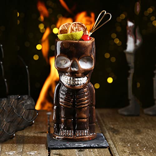 Tiki mugs, tiki glasses set, cocktail mugs, 4-piece cocktail glasses set, tiki bar accessories, Hawaii party for premium tropical cups drinks for exotic party