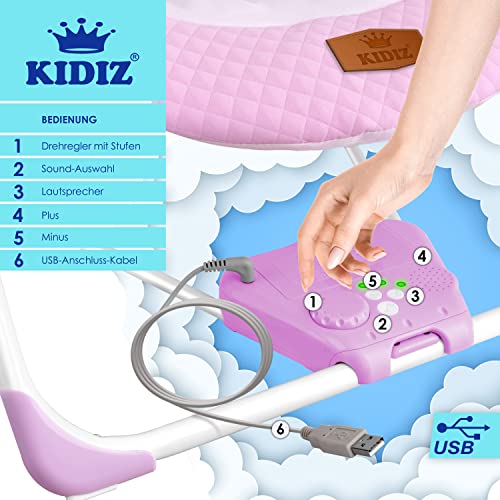 KIDIZ® Babywip, babyschommel met 5 snelheidsinstellingen, inklapbare babywipschommel, kinderstoel met speelboog… - Image 7
