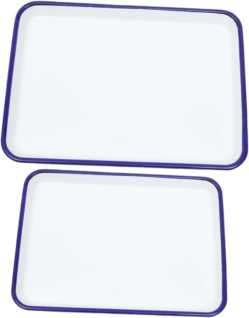GLEAVI 2Pcs Heat Resistant Enamel Baking Dishes Multi Functional Oven Trays Easy to Clean for Laboratory Use for Baking Roasting