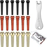 19 Pieces Acoustic Guitar Bridge Pins Include 6 Pieces Pure Brass Guitar Bridge Pins 6 Pieces Inlaid...