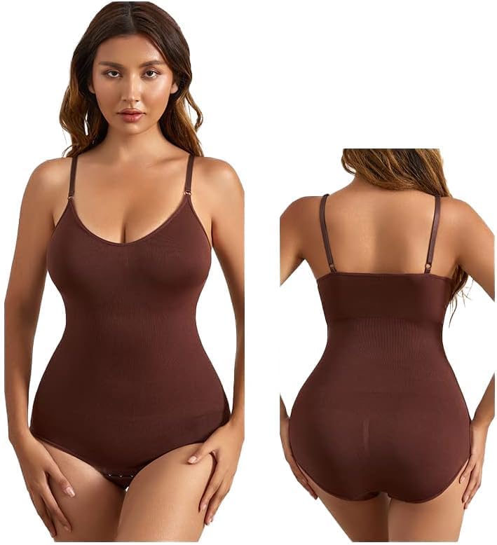 GenericWomen Bodysuit Tops Shapewear Seamless Tummy Control Slimming Waist V Neck Sculpting Jumpsuits Body Shaper