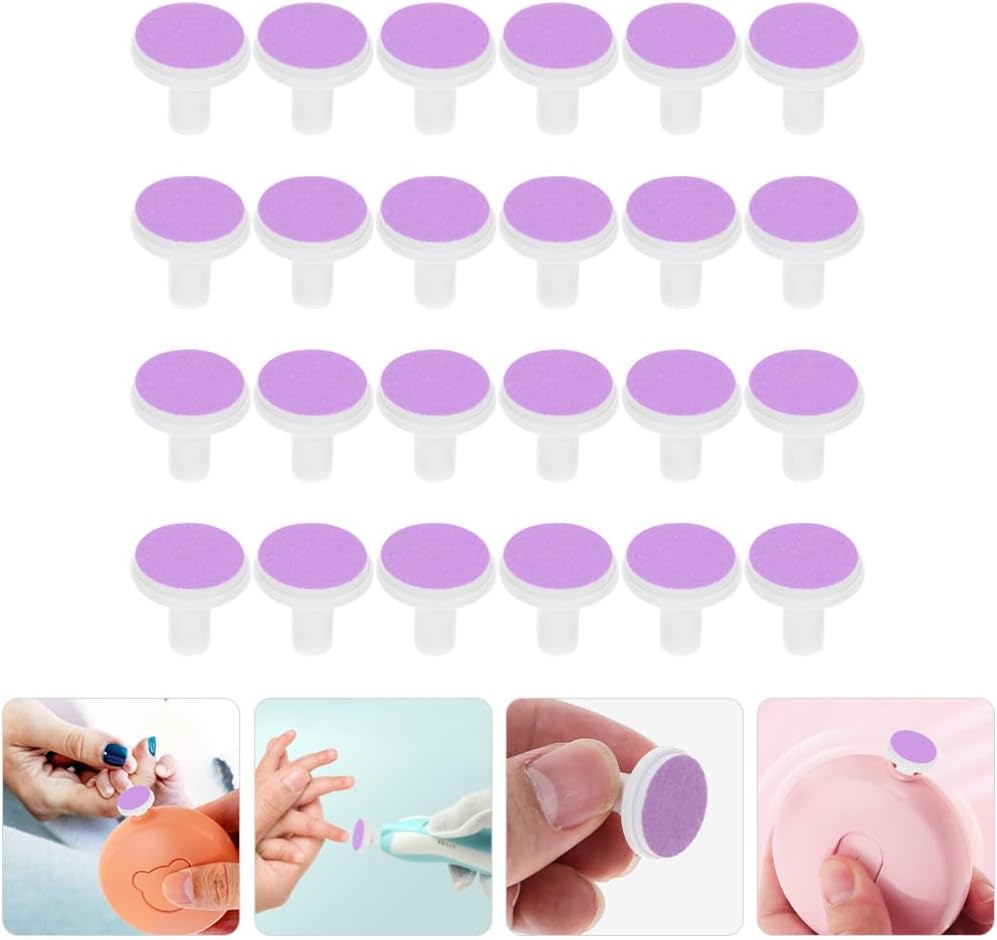 24pcs Replacement Sanding Heads for Electric Nail Trimmer - Universal Nail Grinding Pads for File Machine