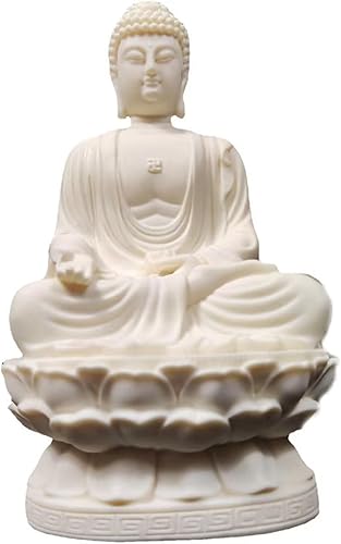 Estatua de Buda Amitabha de 7.87 pulgadas, decoración zen, buda blanco sentado en loto, regalo de Feng Shui, figura de meditación para oficina en
