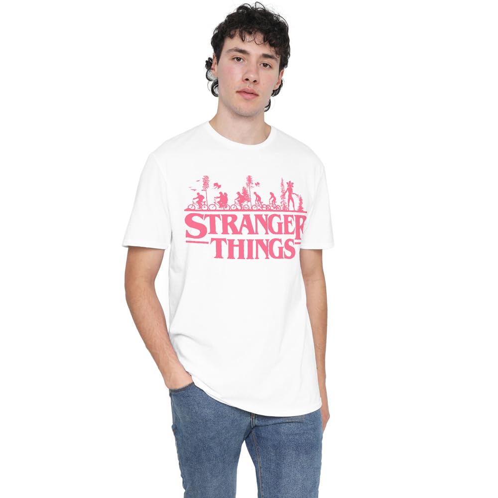 Stranger Things Season 1 Bike Ride Logo Unisex T Shirt, White, Medium