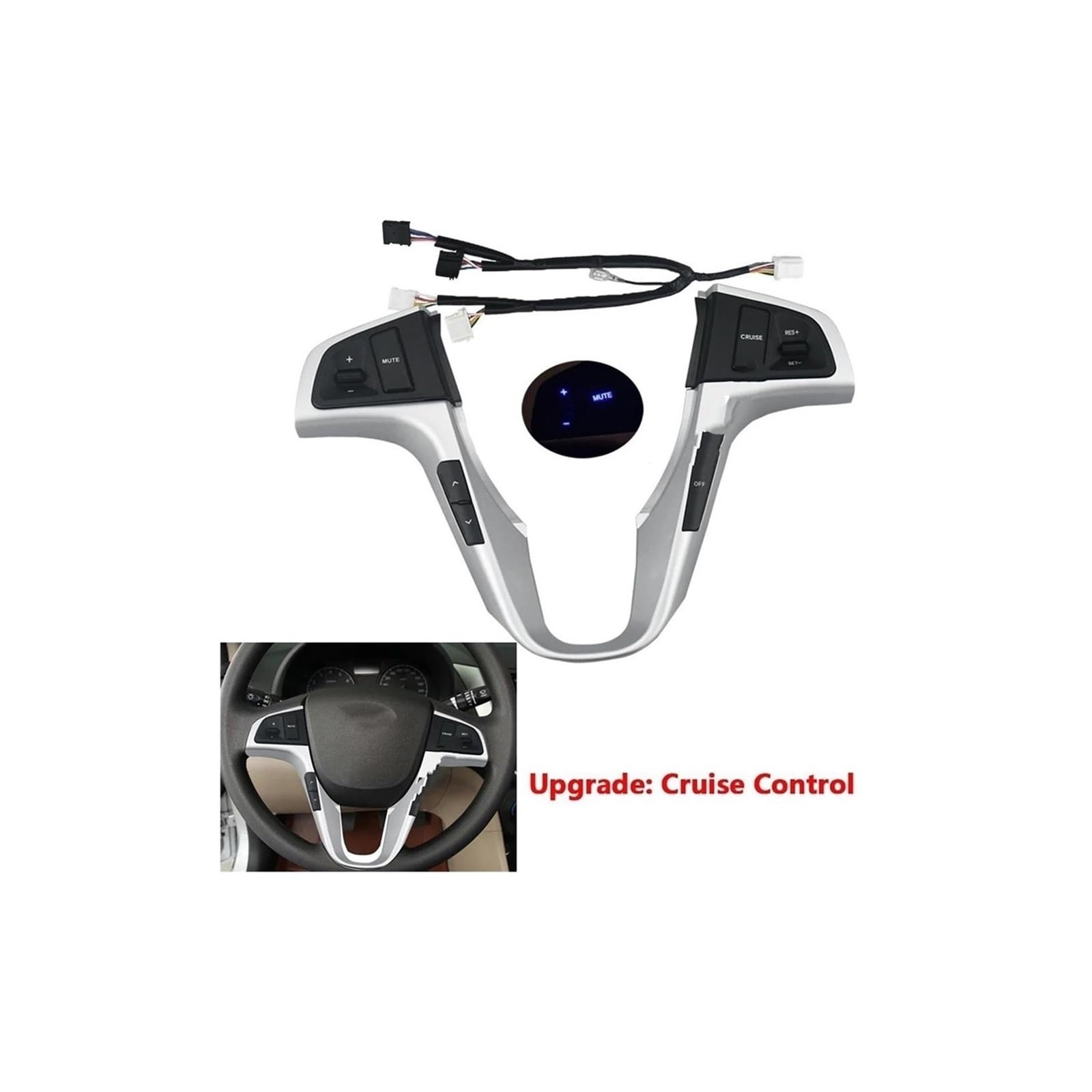 Volante Multifunzione Tasto Per Hyundai Per Verna Per Solaris Pulsanti Volante Multifunzione Volume Audio Interruttore Controllo Velocità Costante Retroilluminazione Blu | Upgraded
