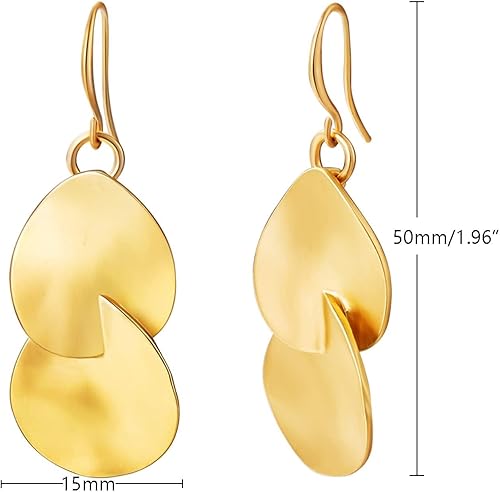 Vista 4 de Aretes de aro chapados en oro de 14 quilates, delicados aretes de aro de perlas, disco de moneda, estrella de mar, lágrima, círculo, aretes