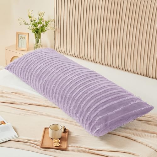 Image of BEDELITE Body Pillow Cover with Zipper, Boho-Lavender, 20x54 Inch, 1 Pack | Body Pillow Pillowcase, Super Soft and Cozy Fuzzy Fleece, Luxury Plush Long Pillowcase, Versatile Comfort for All Seasons