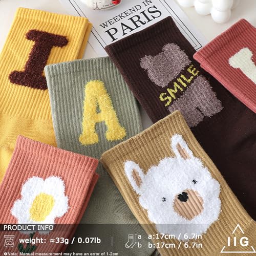Image of IIG Womens Novelty Cotton Crew Socks Cute Animals Socks Fun Flower Socks (fit women's shoe size 5-9)