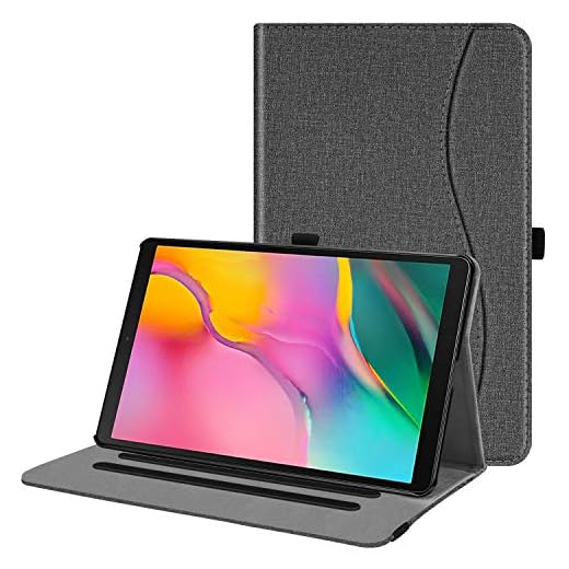 FINTIE fodral till Samsung Galaxy Tab A 10.1 (2019) modell SM-T510/T515, multivinkel vy folio stativ fodral med ficka för Samsung Galaxy Tab A 10,1 tum surfplatta 2019 utgåva, Grå