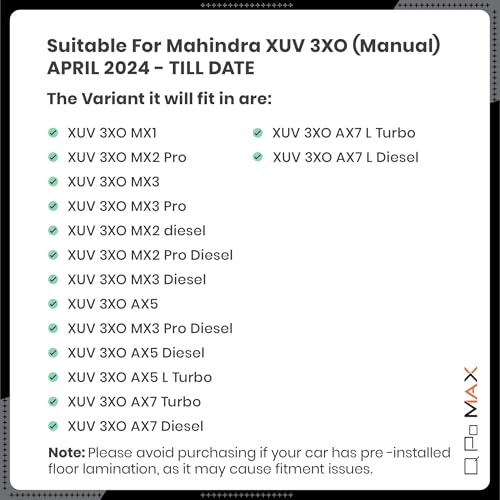 Image of Q Po 3XO (Manual) (MAX) April 2024 - Till Date TPE Car Floor Mat | All Weather Mats for 3XO (Manual) (April-Till Date) (Black)