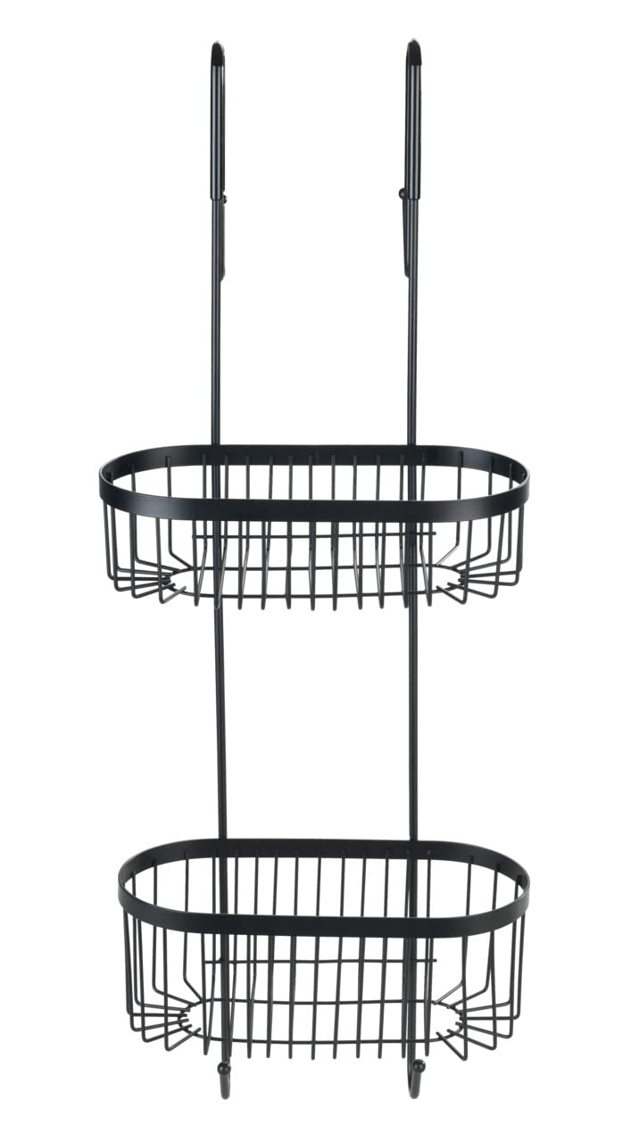 WENKO Duschregal 2 Etagen Mod. Serino, Duschregal mit 2 Körben zum Einhängen an die Duschwand, aus robustem Stahl, vor Rost schützende Beschichtung, 25,5 x 19,5 x 70 cm