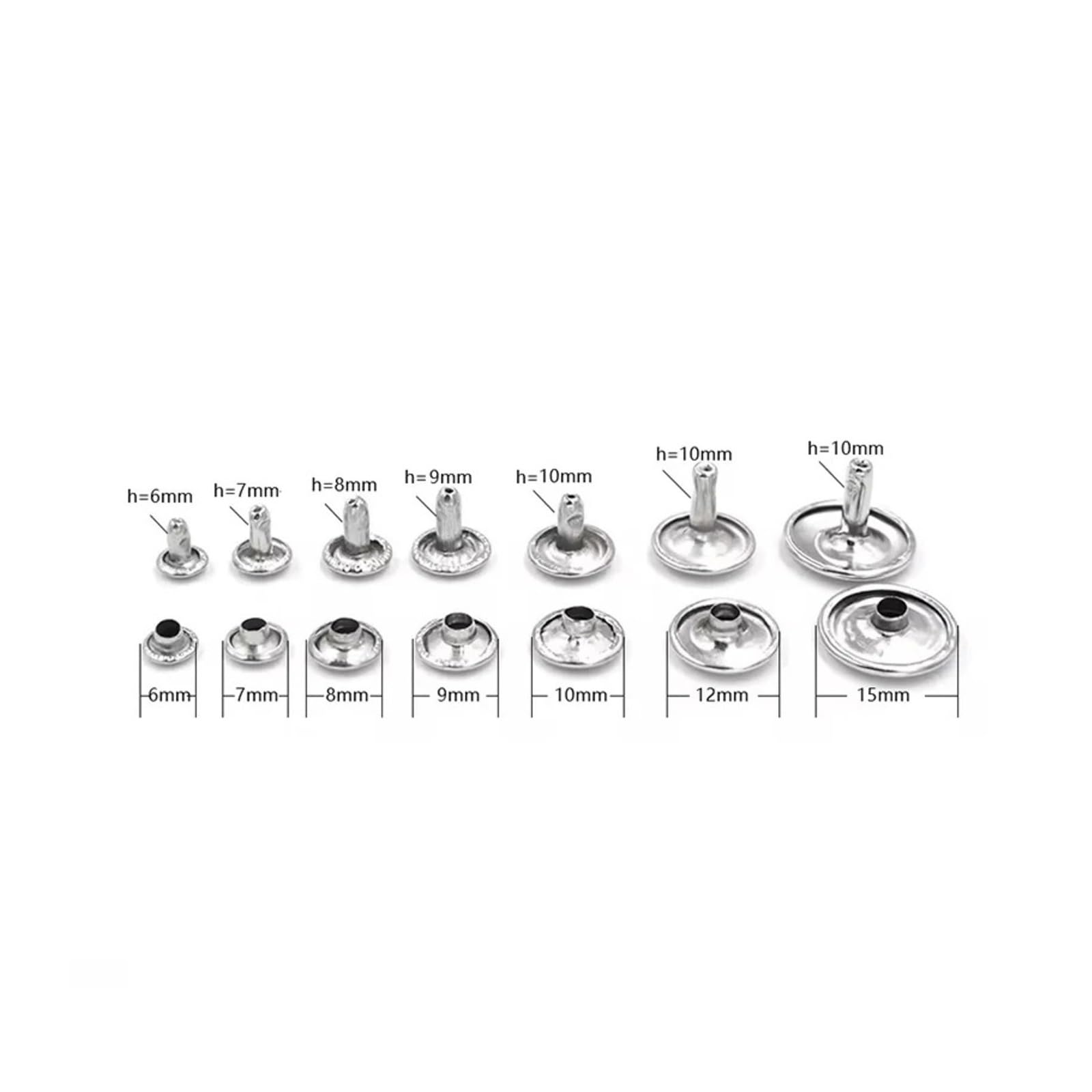 Snap Fasteners Botón Die Herramientas de instalación remaches doble cara | Máquina de botones, molde especial (12 mm), troquel for máquina de cierre a presión(100 sets and molds-02,15 mm)