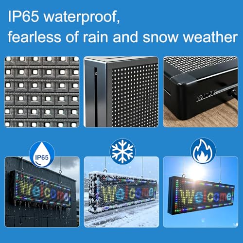 Image of P10(26 inch * 7 inch) Scrolling Led Sign Programmable Outdoor Digital Signs For Business Electronic Message Board Wifi Control Display Screen Panel Custom Full Color Neon Advertising Word Light