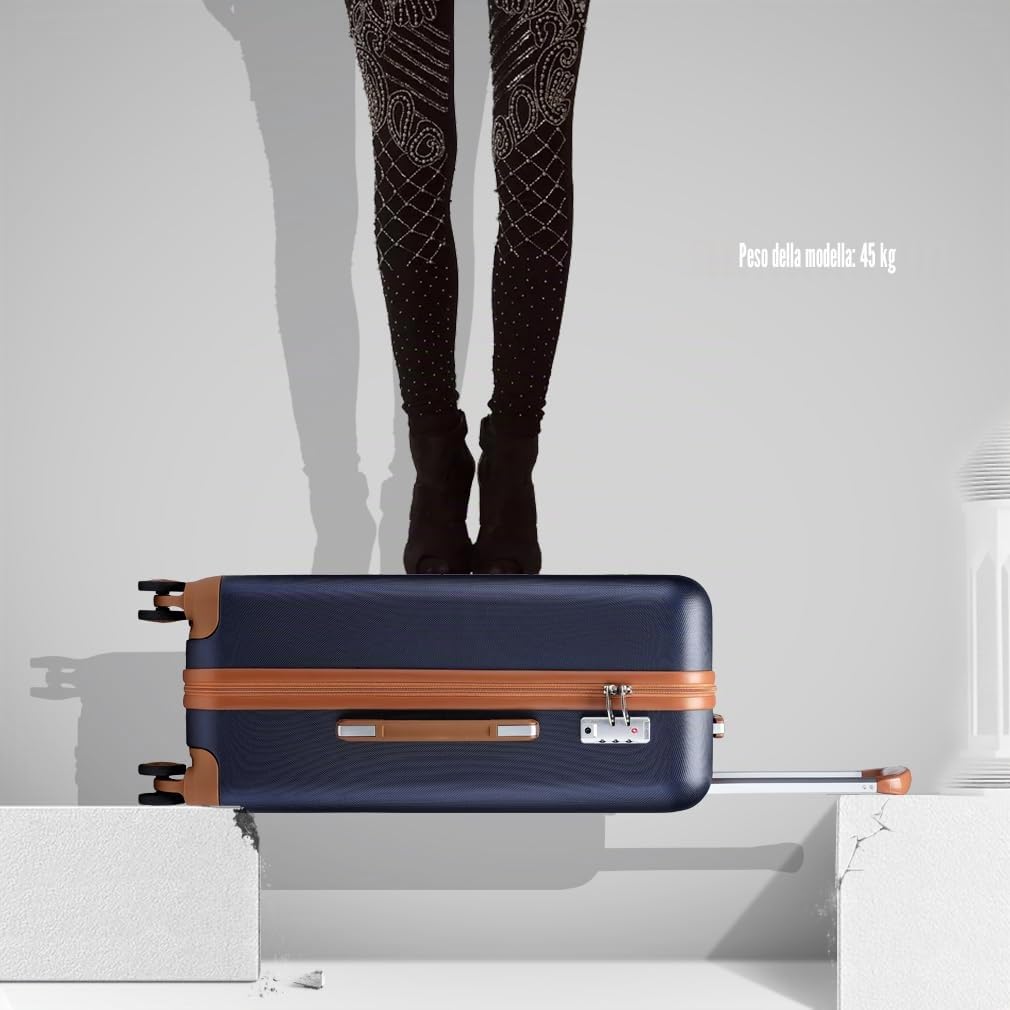 KONO Trolley Grande 76cm Valigia Rigida Grande Leggero con TSA Lucchetto e 4 Ruote Girevoli,Blu