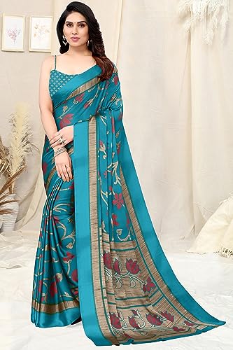 Image of MIRCHI FASHION Saree for Woman Chiffon Floral Printed | Lightweight Daily Wear Women's Sari with Unstitched Blouse Piece (Available in 20 Colors)