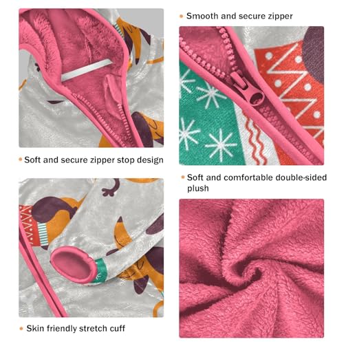 OTVEE Christmas Cartoon Dogs Dachshund Kids Hoodie Jacket Fall Spring Full Zip Warm Outwear Coat3