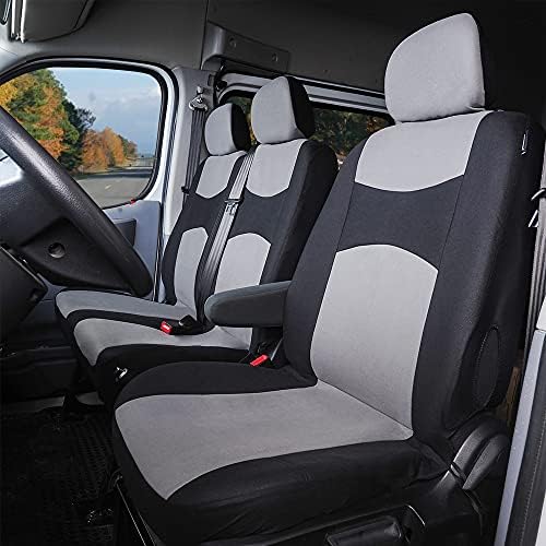 TOYOUN Housse de siège Voiture Universelle| Housse Siege camionnette | Housses de siège Avant Simple et Double | Conducteur et Double Passager 2 + 1, Noir et Gris – vue 2