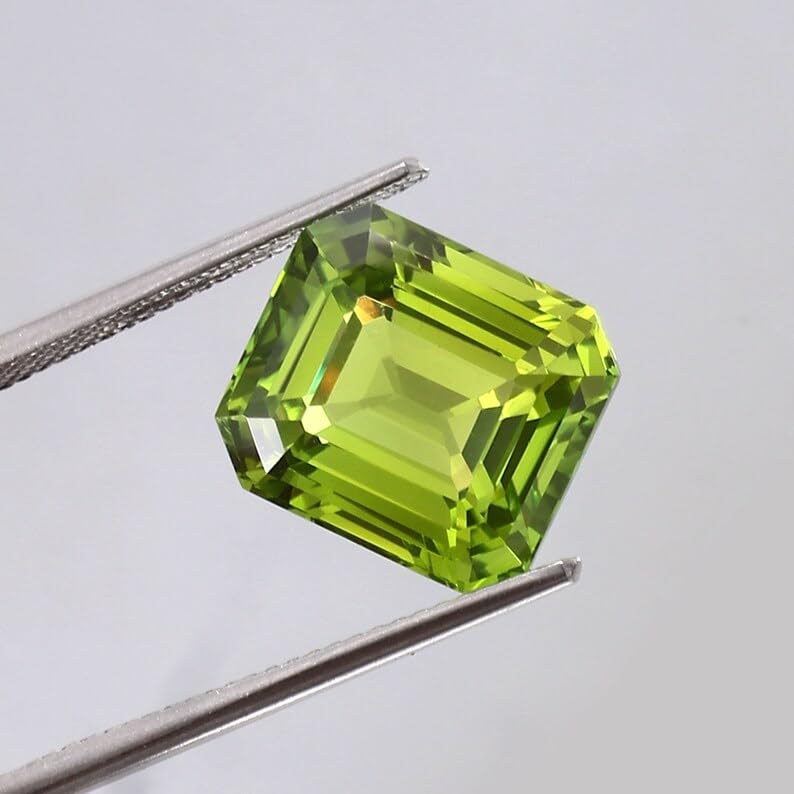 Saphir vert Ceylan naturel taille émeraude 12x11mm, cadeau idéal création DIY