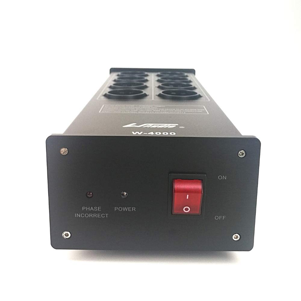 WAudio Filtro di linea HiFi W-4000B, 8 Prese Multiple con Protezione da Sovratensioni e Luce di Fase, Nero