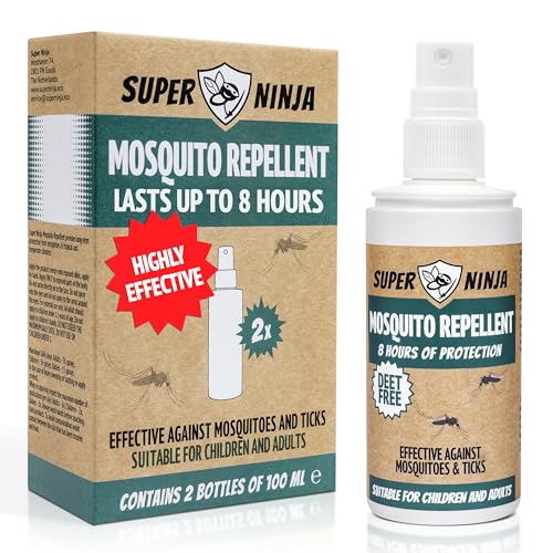 Super Ninja Mosquito Repellent Spray 200ml – Fast-Acting, Long-Lasting DEET-Free Protection – Safe for Kids, Non-Toxic Insect & Tick Repellent with 8-Hour Defence for Holidays & Outdoor Use