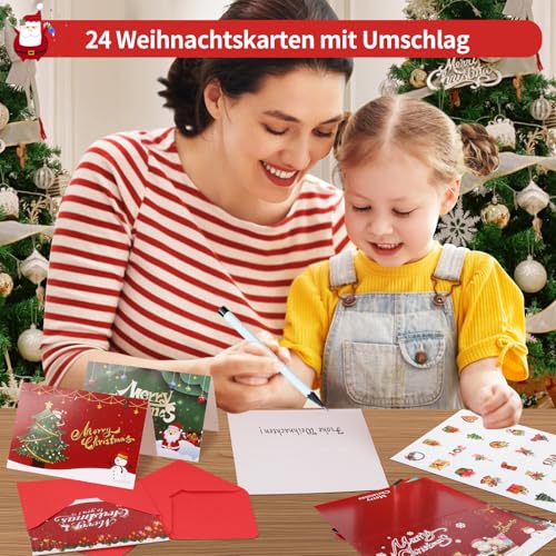 Awinker Weihnachtskarten mit Umschlag Set 24 Stück Grußkarten Postkarten Weihnachts Karten