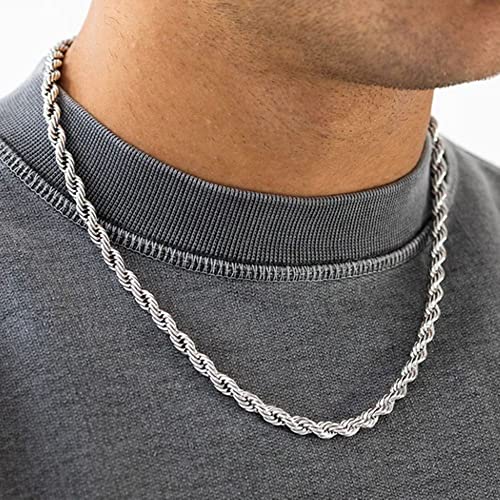 Collier en argent sterling chaîne corde, cadeau anniversaire filles