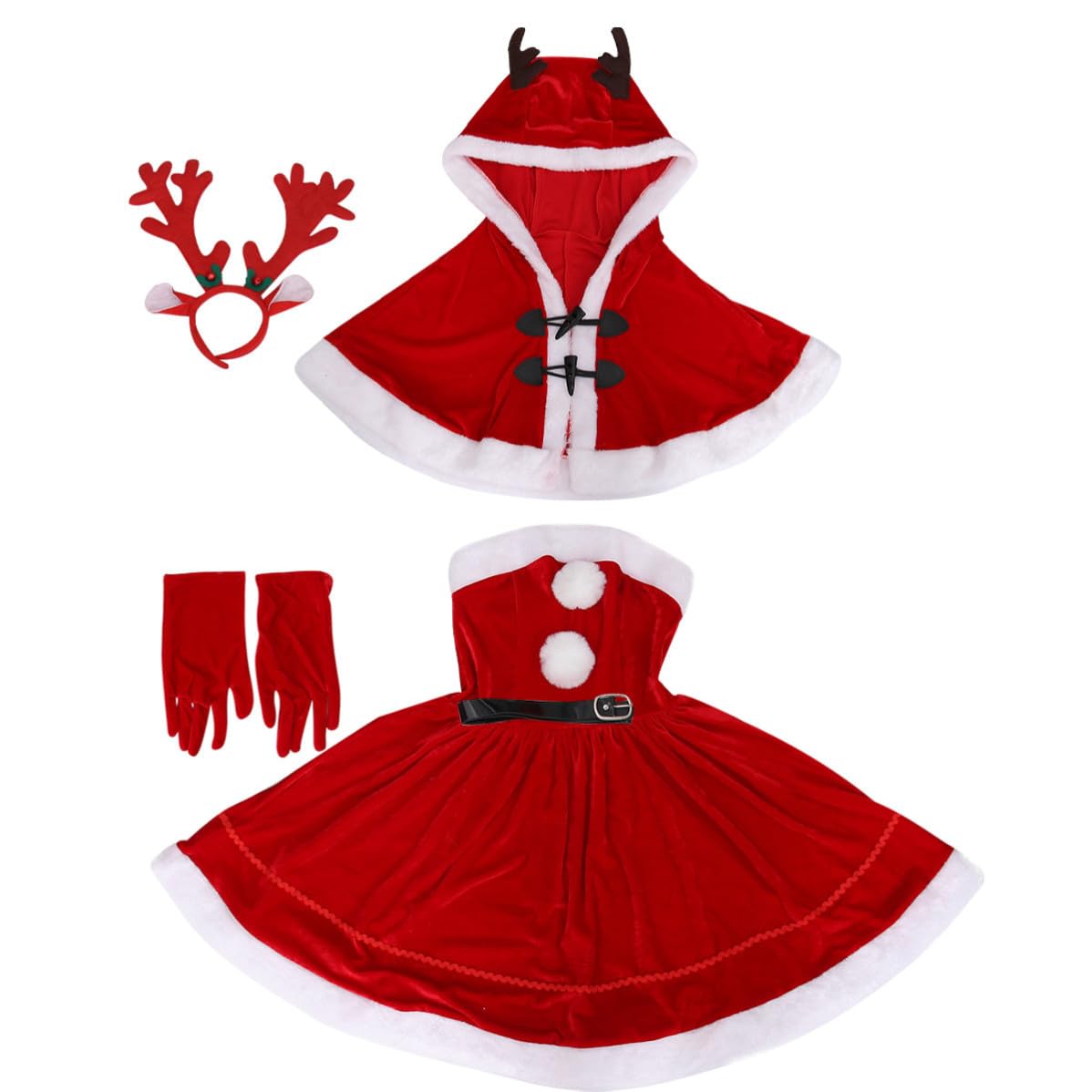 INOOMP Vestito Costume Natalizio Rosso da Bambina per Festa di Natale
