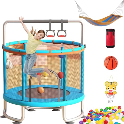1.2m Kids Trampoline Indoor, Small Toddler Trampoline with Enclosure Net, ...
