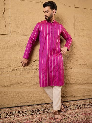 Image of Men's Embroidered Solid Calf Length Kurtas | Men | Kurtas for Mens | Straight Fit Kurta for Men's