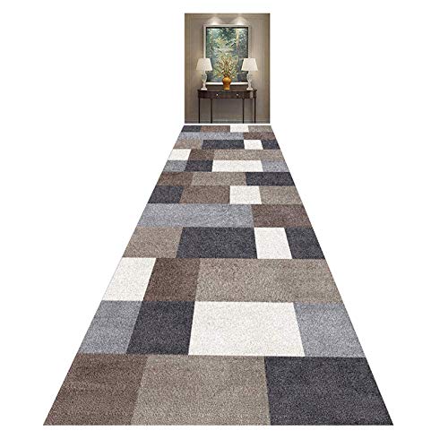 Alfombra de pasillo moderna MU con diseño geométrico abstracto gris de 120x300 cm 2