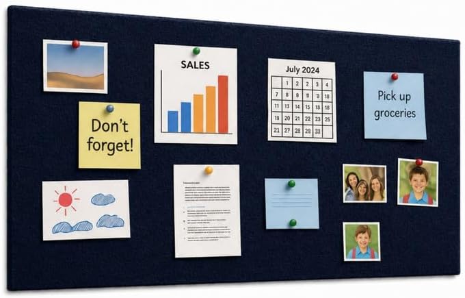 MMT Acoustix® PinFelt 4×2 ft Felt Bulletin Board Self Adhesive, Acoustic Notice Board for Wall, 9mm Thick Pin Board for Office, Home & Kids Room (Darknight, 120×60 cm)
