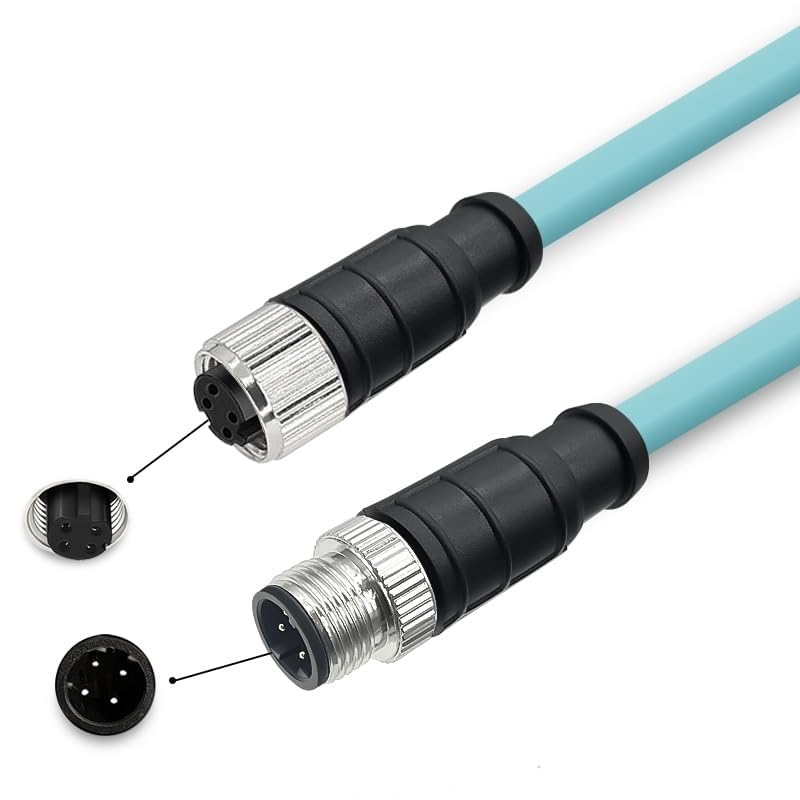 M12 to M12 Cat7 Ethernet Cable, 10Gbps Gigabit, IP67 Rated Waterproof Dustproof, Flexible PUR Jacket for Industrial Automation, Robotics (4 Pin D-Code Male to Female, 3 Meter)